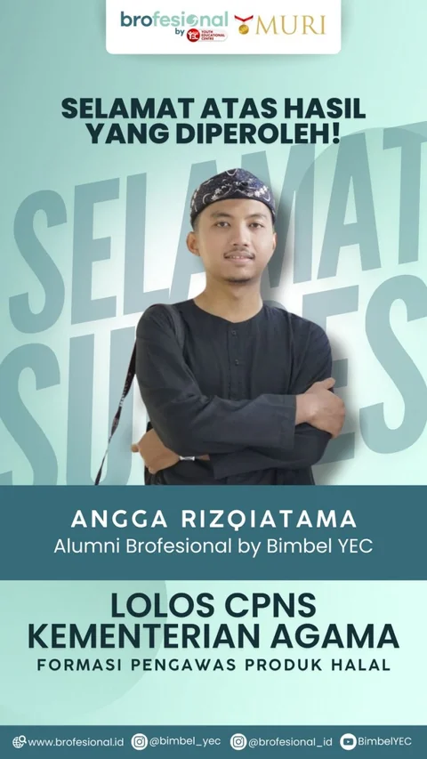Poster Angga Rizqiatama, alumni Brofesional