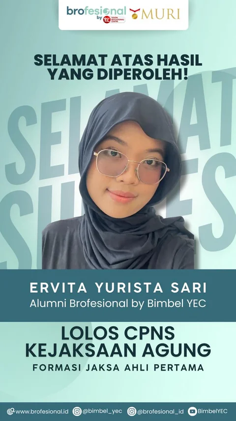 Poster Ervita Yurista Sari, alumni Brofesional