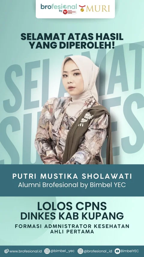Poster Putri Mustika Sholawati, alumni Brofesional