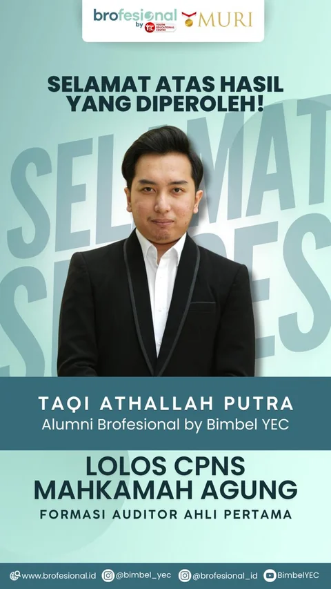 Poster Taqi Athallah Putra, alumni Brofesional